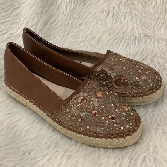 Women’s Brown Rhinestone sparkling Espadrille Platform summer beach shoe… - Picture 8 of 14